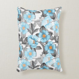 Almofada Decorativa Flor de Aquarela Azul - Floral Botânico