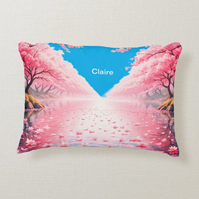 Almofada Decorativa Flor de Cereja Personalizado (Verso)