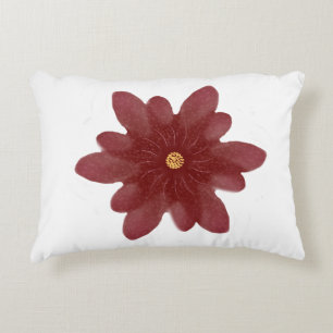 Almofada Decorativa Flor de Veludo Vermelho Elegante em Preto Floral
