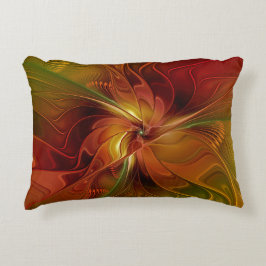 Almofada Decorativa Flor verde-laranja-abstrato Vermelho Castanho-Cast