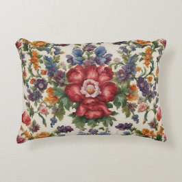 Almofada Decorativa Flor Vermelho Refinado Incrível e Flores Delicadas