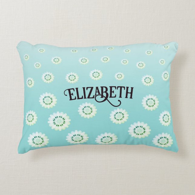 Almofada Decorativa Floral Azul Claro Personalizado (Frente)