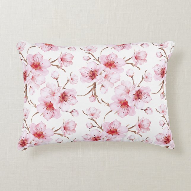 Almofada Decorativa Floral Cherry Blossoms Pink White (Frente)