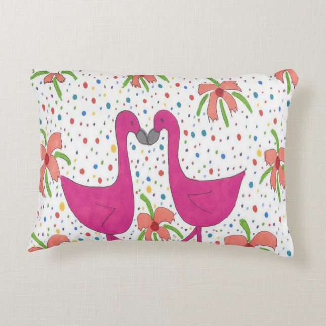 Almofada Decorativa Floral Flamingo Fiesta (Verso)