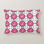 Almofada Decorativa Floral Mandala Seamless Pattern Modern Pink Orbit<br><div class="desc">Elevate your space with this chic,  modern pattern featuring vibrant pink circular motifs accented by bold black geometric details. Designed on a clean white background,  this rhythmic and energetic design adds a sophisticated pop of color to any contemporary home decor.</div>