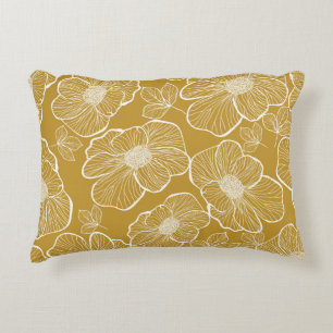 Almofada Decorativa Floral monocromático Dourado: Abstrato sem costura