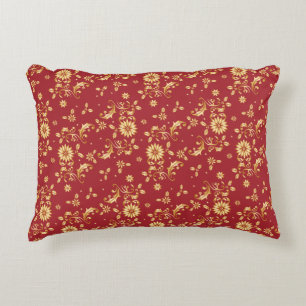 Almofada Decorativa Floral Red Dourada Stars Festa de Natal Metálico