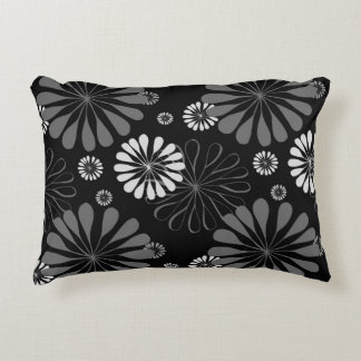 Almofada Decorativa Floral Retro Preto e Branco