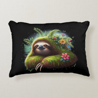 Almofada Decorativa Floral Sloth Travesseiro - Relaxando o Travesseiro