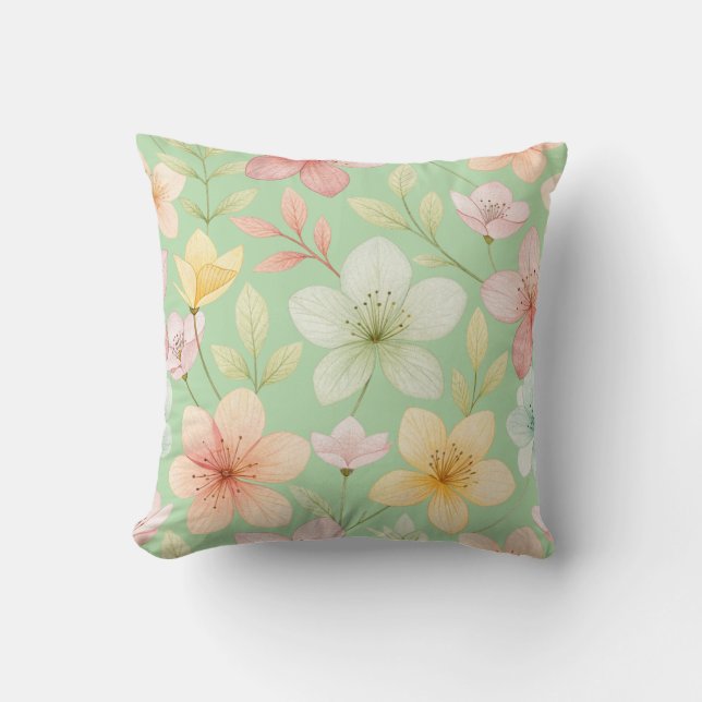 Almofada Decorativa Floral Verde Menta (Frente)
