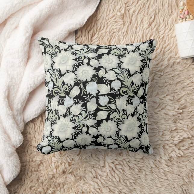 Almofada Decorativa Floral Verde Prata (Cobertor)