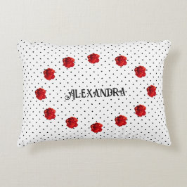 Almofada Decorativa Floral Vermelho Personalizado com Bolinhas
