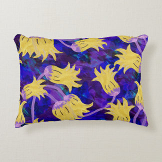 Almofada Decorativa Flores amarelas: trabalho de arte de aquarela de f