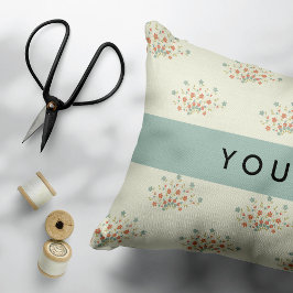 Almofada Decorativa Flores Azuis e Vermelhas, Azul, Seu Nome