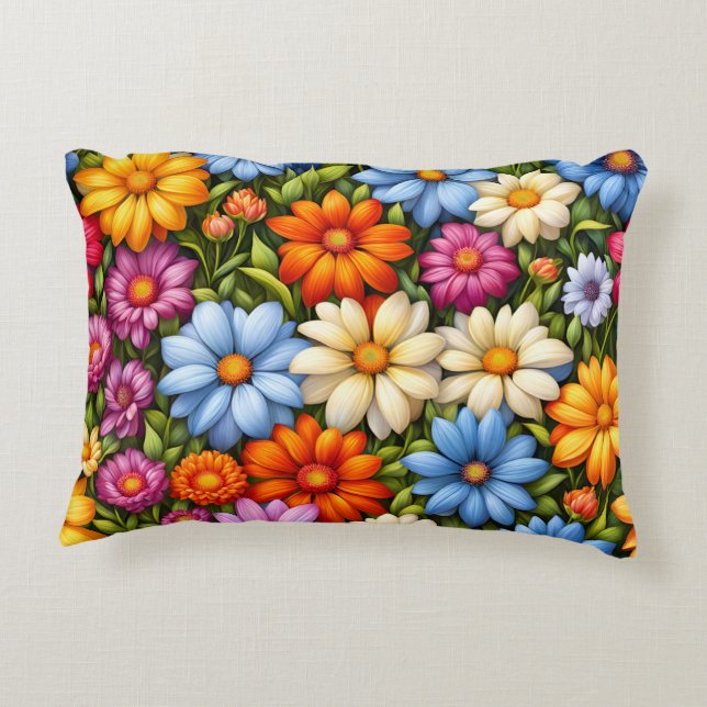 Almofada Decorativa Flores bonitas, coloridas, (Verso)