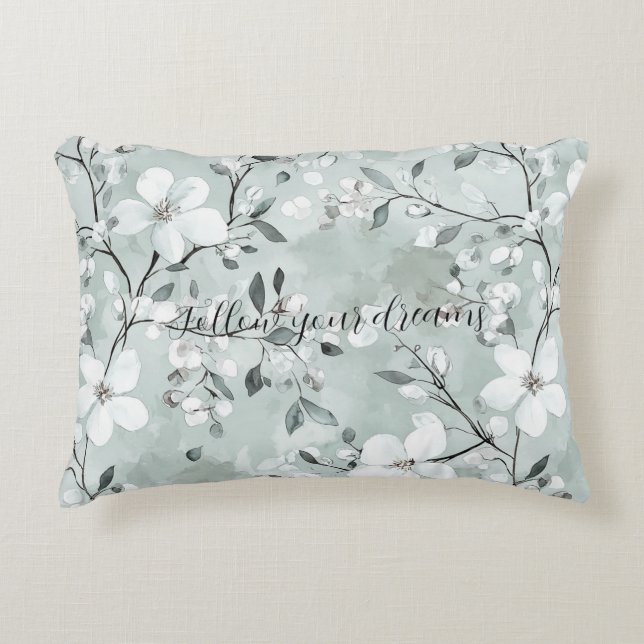Almofada Decorativa Flores Brancas de Cinzas Chic (Frente)