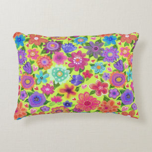 Almofada Decorativa Flores Brilhantes no Estilo de Boho de Fundo do Pe