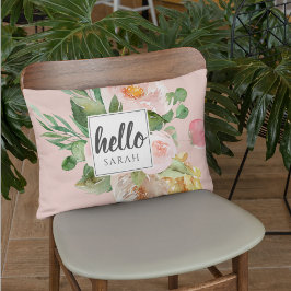 Almofada Decorativa Flores Cor d'Água Moderna Rosa e Nome & Alô