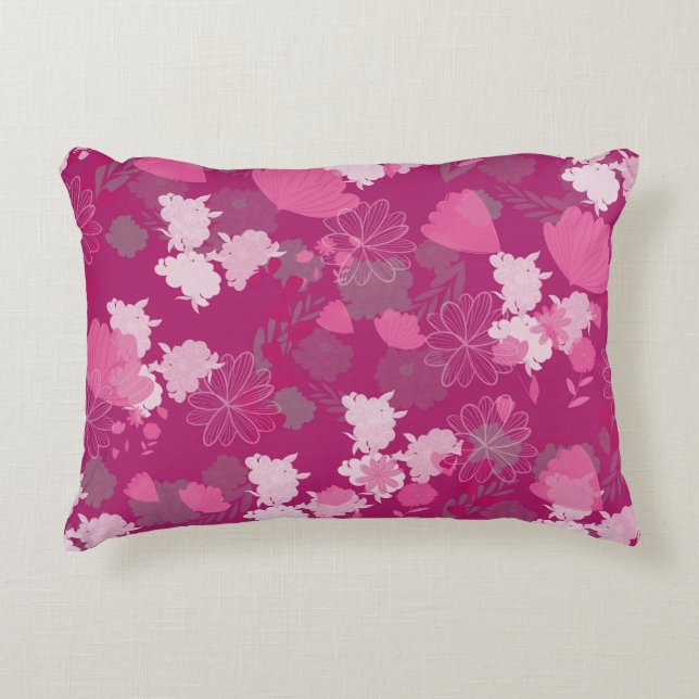 Almofada Decorativa flores cor-de-rosa (Frente)