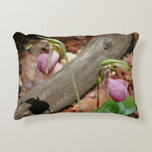 Almofada Decorativa Flores de Orquídea Sapatinho de Dama Selvagem Rosa