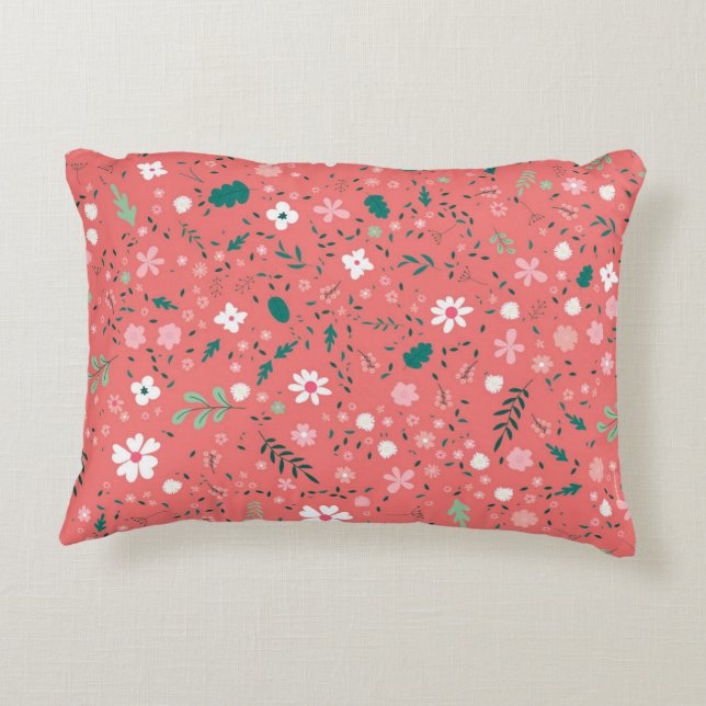 Almofada Decorativa Flores De Outono Bonitas Ilustração Padrão Floral (Verso)