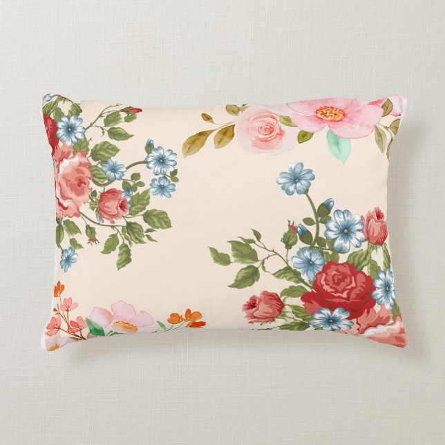 Almofada Decorativa Flores de primavera e algodão em ramificação (Frente)