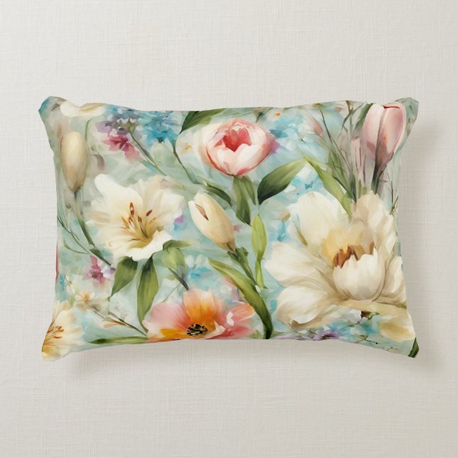 Almofada Decorativa Flores de primavera no Estilo do Impressionismo (Frente)