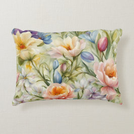 Almofada Decorativa Flores de primavera sofisticadas e refinadas. Pint