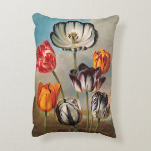 Almofada Decorativa Flores de Tulipa Variegada Antiga em uma Paisagem