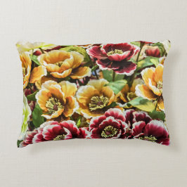 Almofada Decorativa Flores Douradas Borgonha - Decoração Floral Vibran