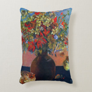 Almofada Decorativa Flores e Gatos de Paul Gauguin, Arte Fina Vintage