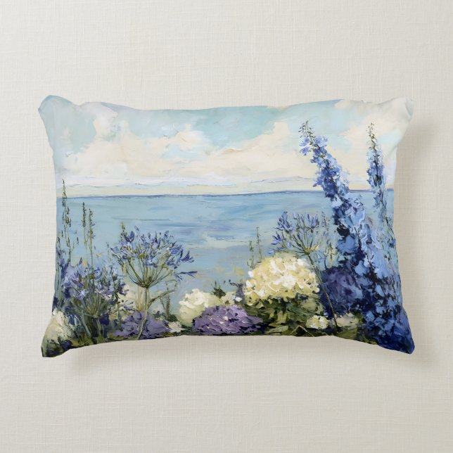 Almofada Decorativa Flores e pintura marítima (Frente)