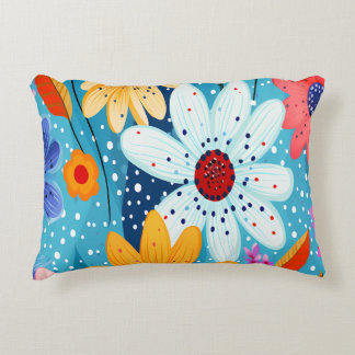 Almofada Decorativa Flores e Pontos Coloridos Caprichosos e Retrô