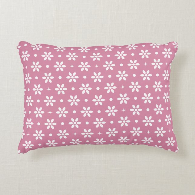 Almofada Decorativa Flores, Pontos e Faíscas-Magenta (Frente)