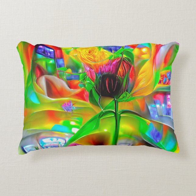 Almofada Decorativa Flores Psicodélicas abstrato (Frente)