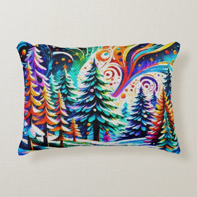 Almofada Decorativa Floresta Cósmica de inverno (Frente)