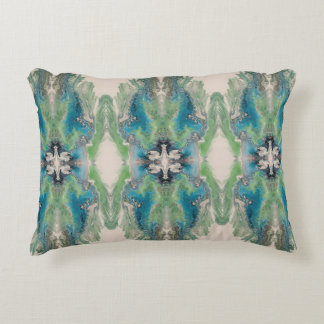 Almofada Decorativa Fluido Artístico Abstrato em Aqua e Verde