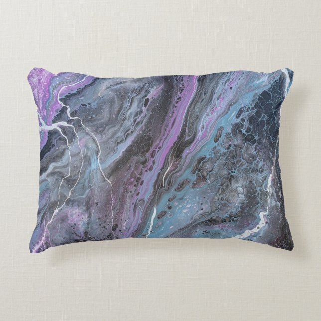 Almofada Decorativa Fluxo Roxo & Turquesa Abstrato (Frente)