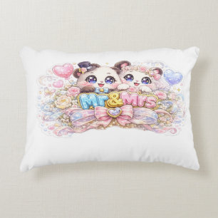 Almofada Decorativa Fofo Kawaii Senhor e Senhora Casal Panda Rosa Past