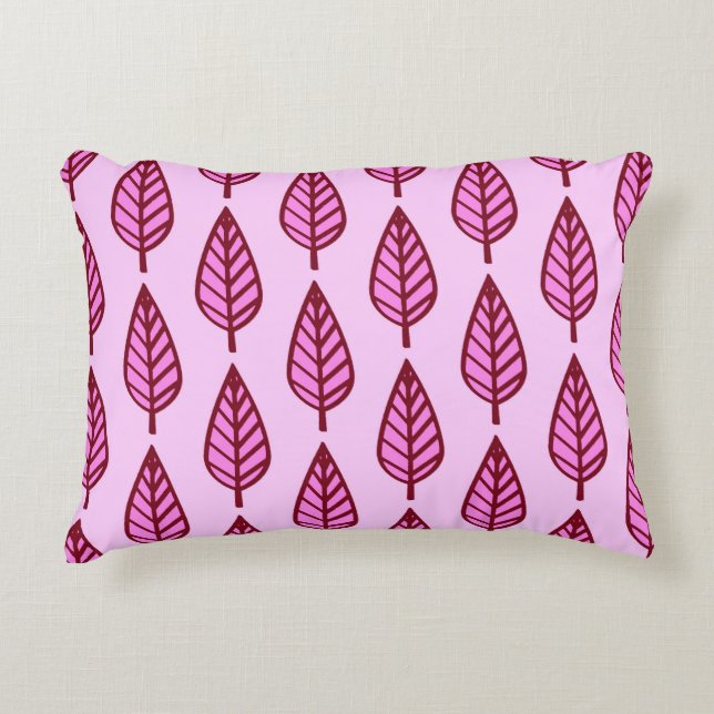 Almofada Decorativa Folha de faia - rosa e burgundy (Frente)