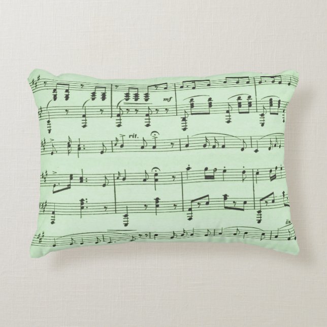 Almofada Decorativa Folha de Música Verde (Frente)