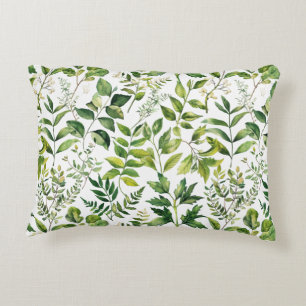 Almofada Decorativa Folhas de cor aquosa de verde botânico