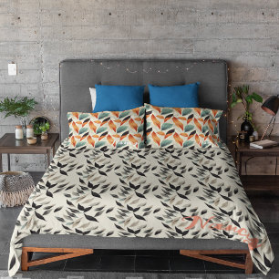 Almofada Decorativa Folhas de cor azul-laranja do Boho