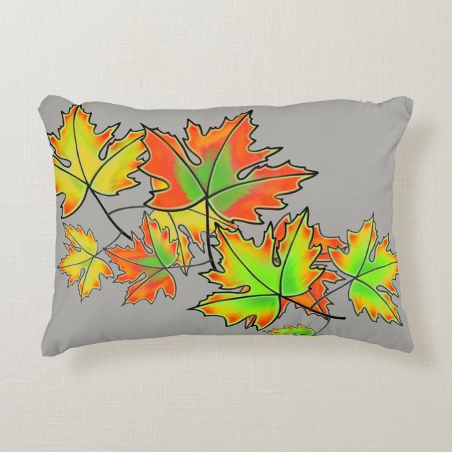 Almofada Decorativa Folhas de Mapeamento Multicoloridas (Frente)