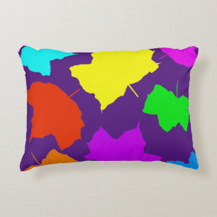 Almofada Decorativa Folhas de Outono Arco-íris Multicolor Roxo Cor Per
