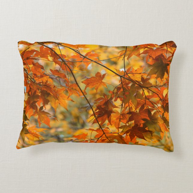 Almofada Decorativa Folhas de Outono Cor Laranja Abóbora (Verso)