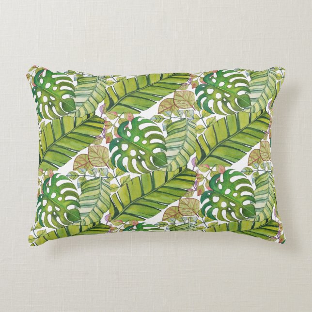 Almofada Decorativa Folhas Tropicais Cujas Cores De Água (Frente)