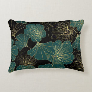 Almofada Decorativa Folhas verdes Douradas