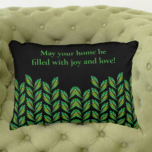 Almofada Decorativa Folhas verdes neon - arte fractal, irlandês dizend