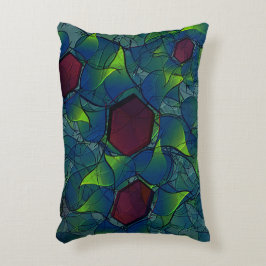 Almofada Decorativa Folheto virtual azulado com hexágono vermelho escu